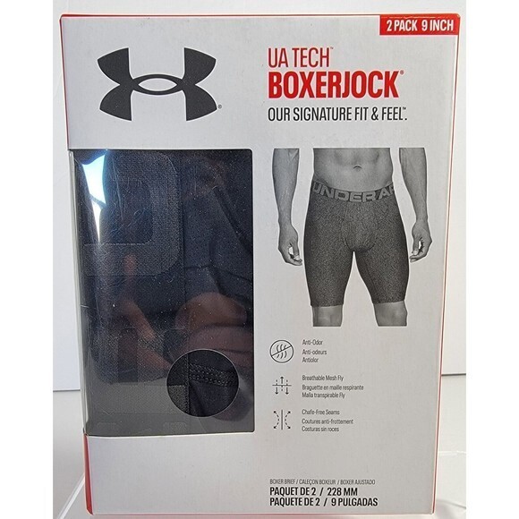 Under Armour UA Tech BOXERJOCK Boxer 9" Briefs Men's S 29-31 Underwear 2 Pack - Picture 1 of 10